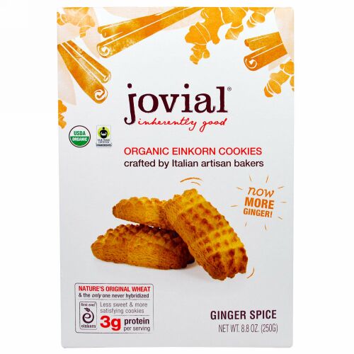 Jovial, オーガニック・ヒトツブコムギクッキー、ジンジャースパイス、8.8オンス（250g） (Discontinued Item)