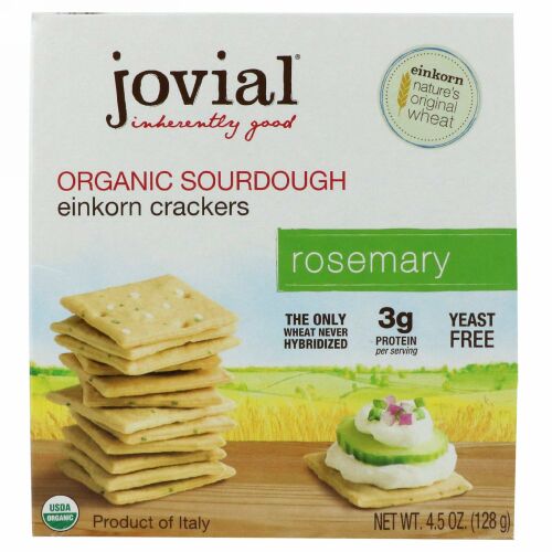 Jovial, オーガニック・サワードウ・ヒトツブコムギ・クラッカー、ロズマリー、4.5 oz (128 g)