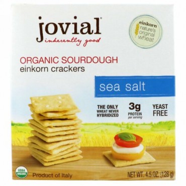 Jovial, オーガニック・サワードウ・ヒトツブコムギ・クラッカー、シーソルト、 4.5 oz (128 g)