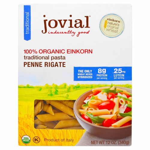 Jovial, オーガニック・トラディショナル・ヒトツブコムギパスタ、ペンネ・リガーテ、12 オンス（340 g） (Discontinued Item)