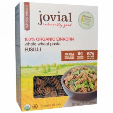 Jovial, 全粒パスタ、 フジッリ、 100%オーガニック・ヒトツブコムギ、 12 オンス (340 g) (Discontinued Item)