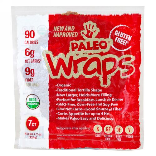 Julian Bakery, Organic Paleo Wraps、 7本、 7.7 oz (224 g)