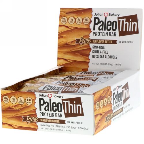 Julian Bakery, PALEO Protein Bar, Pure Sunflower Butter, 12 Bars, 2.05 oz (58.3 g) Each