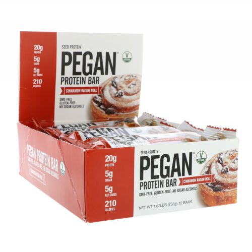 Julian Bakery, PEGAN Protein Bar, Seed Protein, Cinnamon Raisin Roll, 12 Bars, 2.16 oz (61.5 g) Each (Discontinued Item)