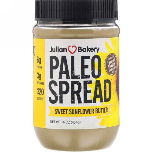 Julian Bakery, パレオスプレッド、スイート・サンフラワーバター、16 oz (454 g) (Discontinued Item)
