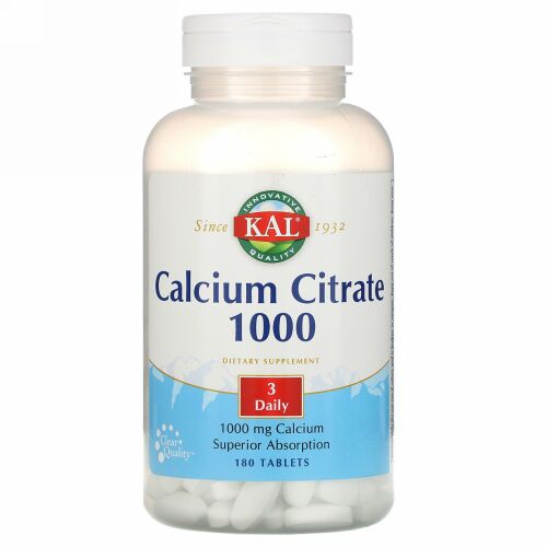 KAL, クエン酸カルシウム1000、1000mg、180錠
