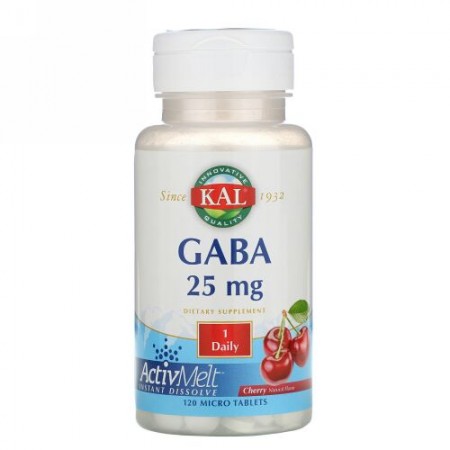 KAL, GABA, Cherry, 25 mg , 120 Micro Tablets