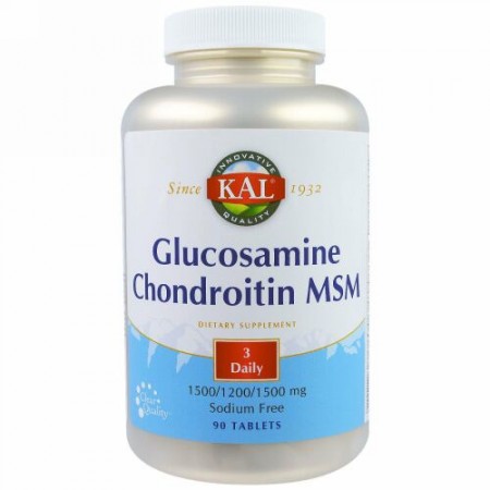 KAL, グルコサミン＆コンドロイチンMSM, ナトリウムフリー, 90錠 (Discontinued Item)