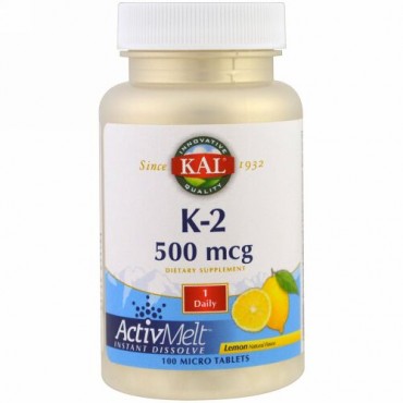 KAL, K-2, Lemon, 500 mcg, 100 Micro Tablets (Discontinued Item)