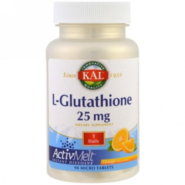 KAL, L-グルタチオン、ActivMelt、オレンジ、25mg、90マイクロ錠