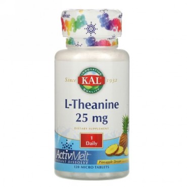 KAL, L-テアニン, アクティブメルト, パイナップルドリーム, 25 mg , 極小錠剤120錠 (Discontinued Item)