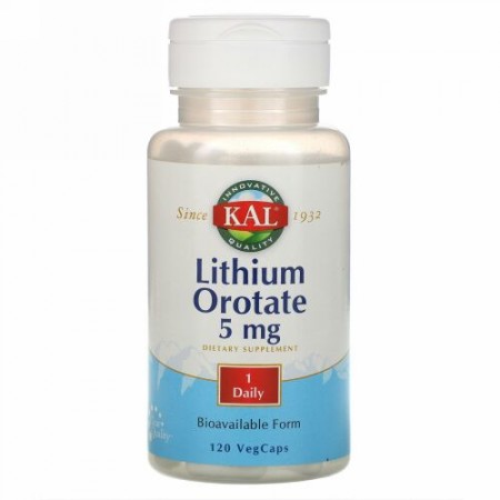 KAL, リチウムオロテート、5mg、植物性カプセル120粒