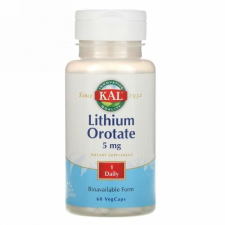 KAL, オロチン酸リチウム, 5 mg, 60錠 (ベジカプセル)