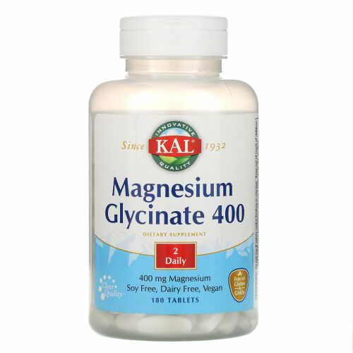 KAL, マグネシウムグリシネート400, 400 mg, 180錠
