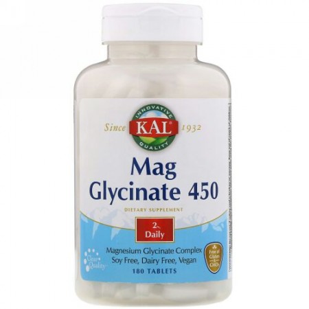 KAL, グリシン酸マグネシウム450、450mg、タブレット180錠 (Discontinued Item)