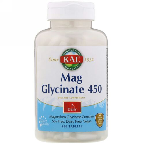 KAL, グリシン酸マグネシウム450、450mg、タブレット180錠 (Discontinued Item)