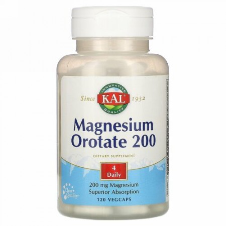 KAL, Magnesium Orotate 200, 200 mg, 120 Vegcaps