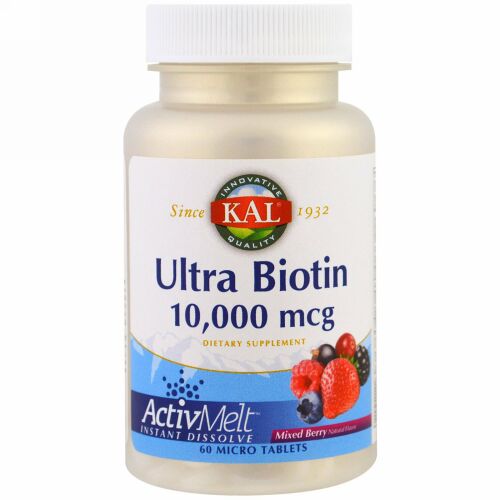 KAL, ウルトラビオチン, アクティブメルト, ミックスベリー, 10,000 mcg, 極小錠剤60錠 (Discontinued Item)