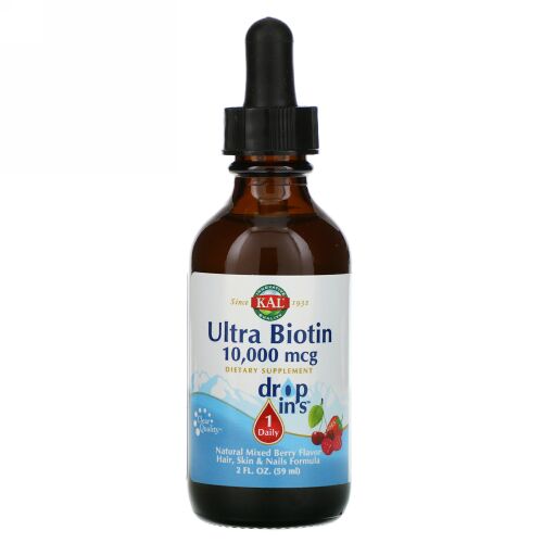 KAL, ウルトラ ビオチン、天然ミックスベリー味、10,000 mcg, 2 fl oz (59 ml)