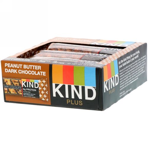 KIND Bars, Kind Plus（カインドプラス）、ピーナッツバターダークチョコレートバー、12本、40g（各1.4oz）