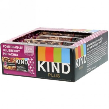 KIND Bars, プラス バー, ザクロ ブルーベリー ピスタチオ + 抗酸化剤, 12 本, 各 1.4 オンス (40 g)
