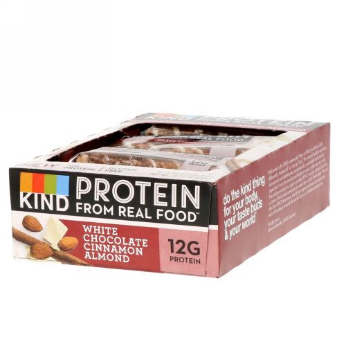 KIND Bars, プロテインバー、ホワイトチョコレートシナモンアーモンド、12本、各1.76 oz (50 g) (Discontinued Item)