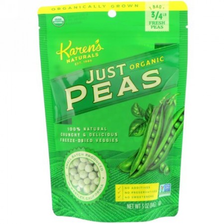 Karen's Naturals, オーガニック・ジャスト・ピーズ, 3.5 オンス (98 g)