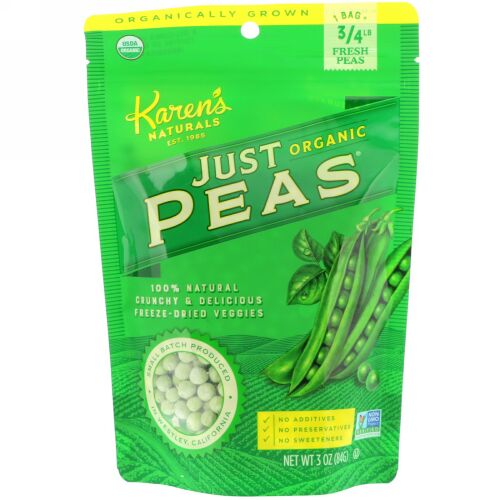 Karen's Naturals, オーガニック・ジャスト・ピーズ, 3.5 オンス (98 g)