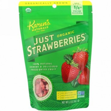 Karen's Naturals, オーガニック ジャスト ストロベリーズ, 1.2 oz (34 g)