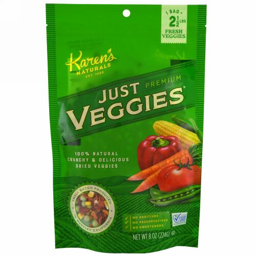 Karen's Naturals, プレミアム ドライ ベジ、ジャスト ベジ、8 oz (224 g) (Discontinued Item)