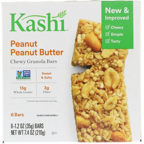 Kashi, チューイー・グラノーラバー, ピーナッツ ピーナッツバター, 6 本, 各 1.2 オンス (35 g)