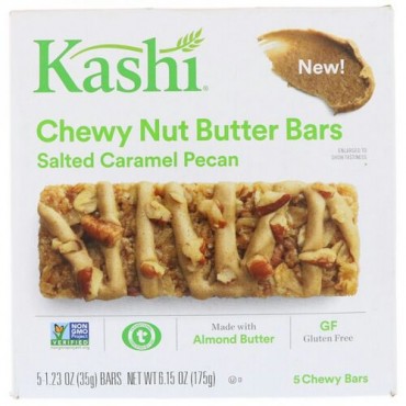 Kashi, しっとりナッツバターバー、ソルトキャラメルピーカン、5本、各1.23 oz (35 g) (Discontinued Item)