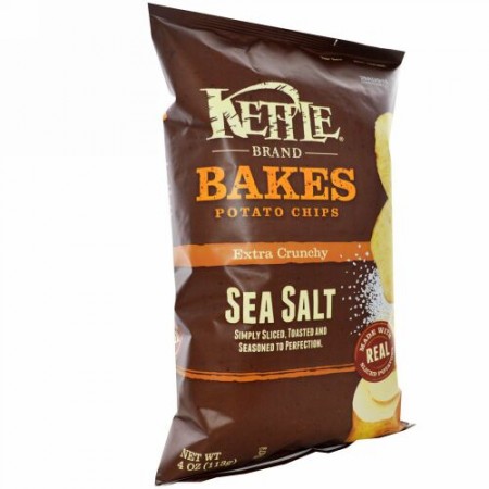 Kettle Foods, Baked Potato Chips, Sea Salt, 4 oz (113 g) (Discontinued Item)
