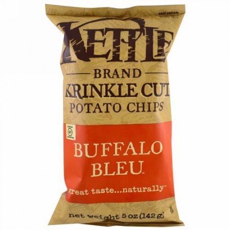 Kettle Foods, ポテトチップス、バッファローブルー、5 oz (142 g)