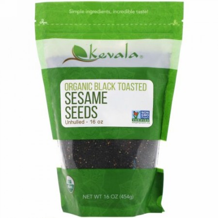 Kevala, Organic Black Toasted Sesame Seeds, Unhulled, 16 oz (454 g)