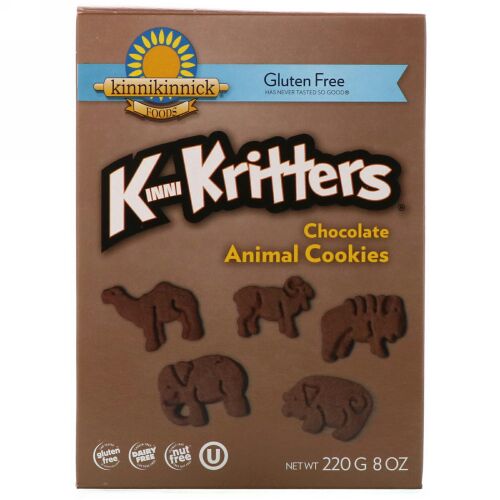Kinnikinnick Foods, KinniKritters®、 チョコレート・アニマルクッキー、8 オンス (220 g) (Discontinued Item)