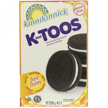 Kinnikinnick Foods, キニトース、 チョコレートサンドイッチクリームクッキーズ、 8オンス (220 g) (Discontinued Item)
