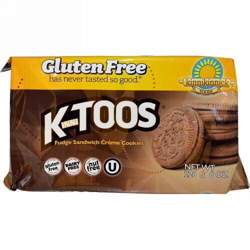 Kinnikinnick Foods, KinniToos, Fudge Sandwich Cream Cookies, 8 oz (220 g) (Discontinued Item)