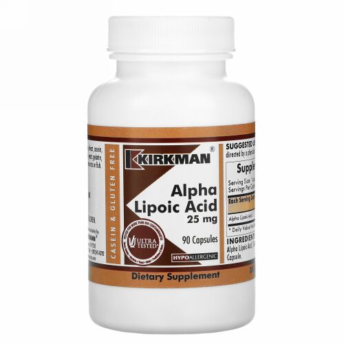 Kirkman Labs, アルファリポ酸,  25 mg, 90 カプセル