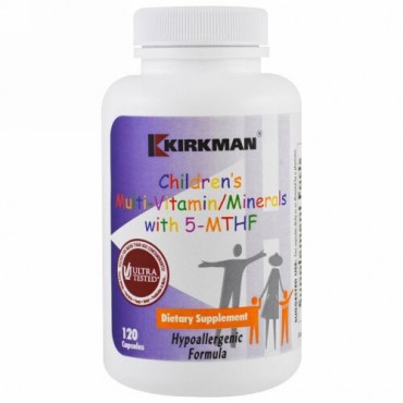 Kirkman Labs, 5-メチルテトラヒドロ葉酸配合子供用マルチビタミン/ミネラル, 120カプセル