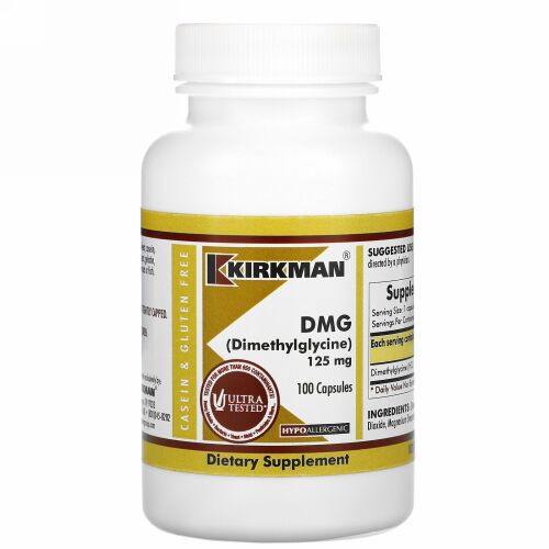 Kirkman Labs, DMG（ジメチルグリシン）、 125 mg、 カプセル100粒