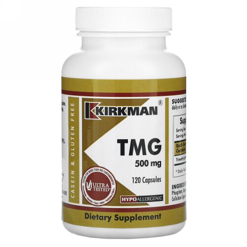 Kirkman Labs, TMG （トリメチルグリシン）, 500 mg, カプセル120粒