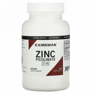 Kirkman Labs, 亜鉛ピコリン酸、25mg、150カプセル