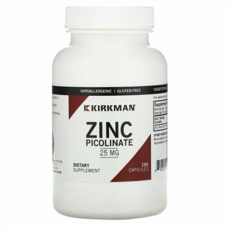 Kirkman Labs, 亜鉛ピコリン酸、25mg、150カプセル