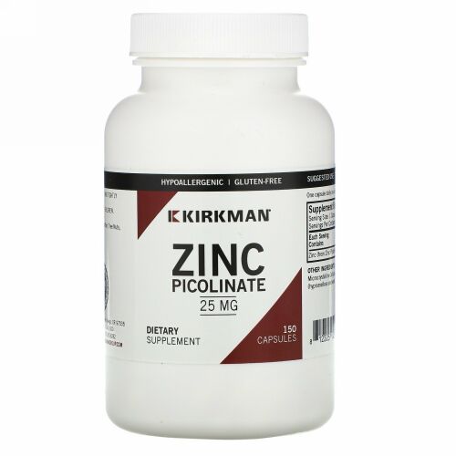 Kirkman Labs, 亜鉛ピコリン酸、25mg、150カプセル