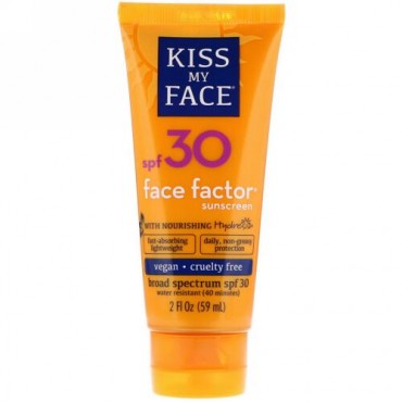 Kiss My Face, Face Factor Sun Screen, SPF 30, 2 fl oz (59 ml) (Discontinued Item)