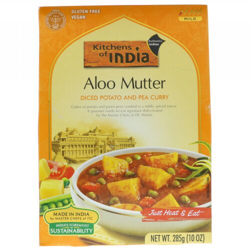 Kitchens of India, アルームター、角切りポテトとエンドウ豆のカレー、10 oz (285 g) (Discontinued Item)