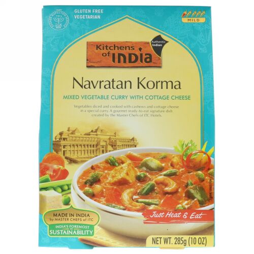 Kitchens of India, Navratan Korma, Mixed Vegetable Curry with Cottage Cheese, Mild, 10 oz (285 g) (Discontinued Item)