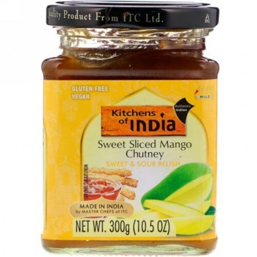 Kitchens of India, Sweet Sliced Mango Chutney, Sweet & Sour Relish, Mild, 10.5 oz (300 g) (Discontinued Item)