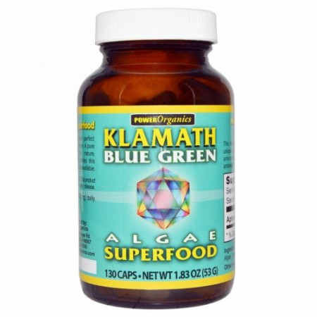 Klamath, パワーオーガニック, 藻類スーパーフード, クラマスブルーグリーン, 130 カプセル (Discontinued Item)